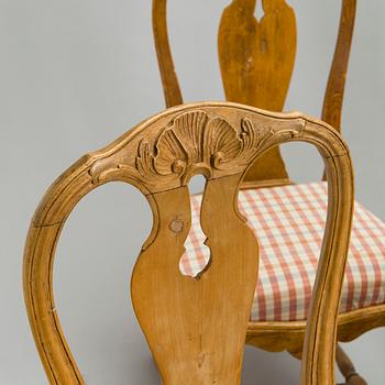 Stolar, snarlika, 8 st, rokoko, 1700-talets mitt.