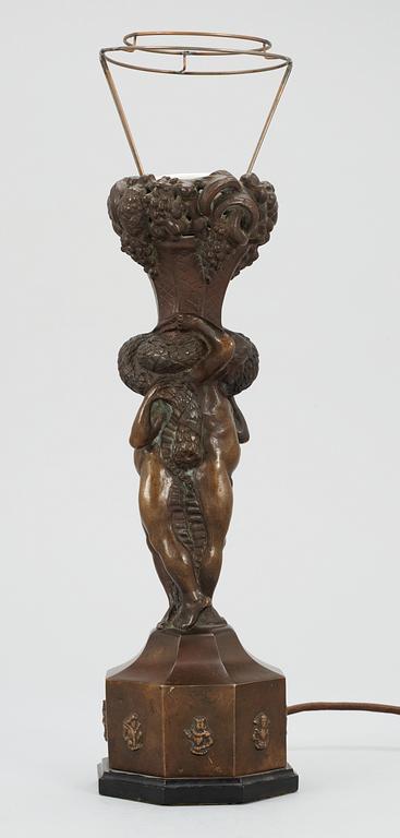 A Ragnar Gellerstedt patinated bronze table lamp, Herman Bergman, Stockholm 1920-30's.