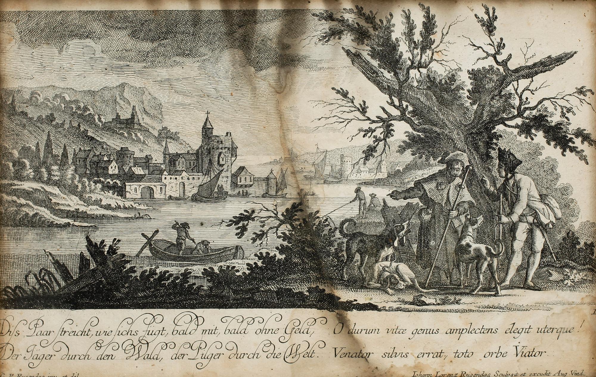 KOPPARSTICK samt ett par SIDENTRYCK, 1800-tal.