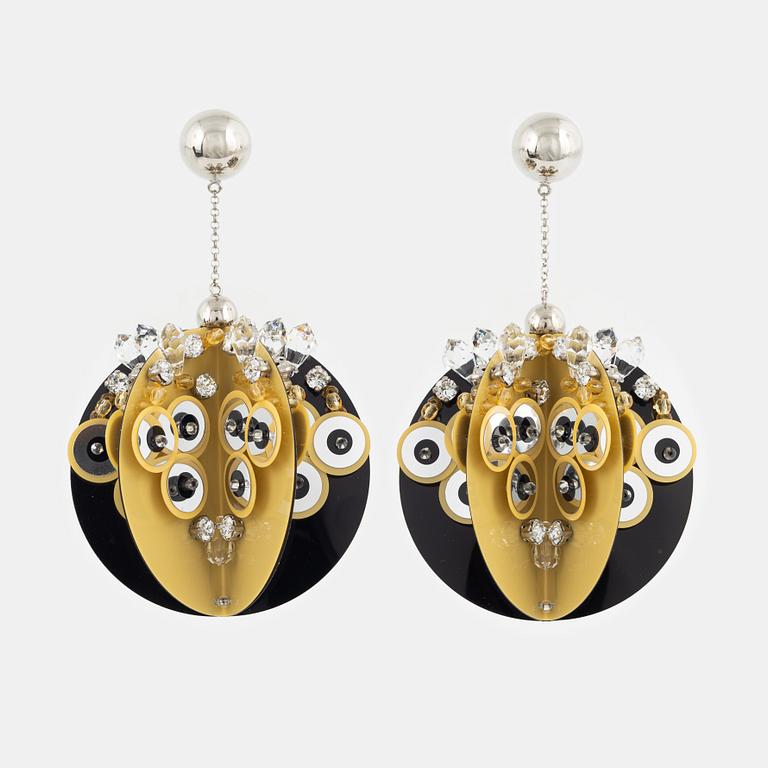 Prada, a pair of acrylic crystal earrings.