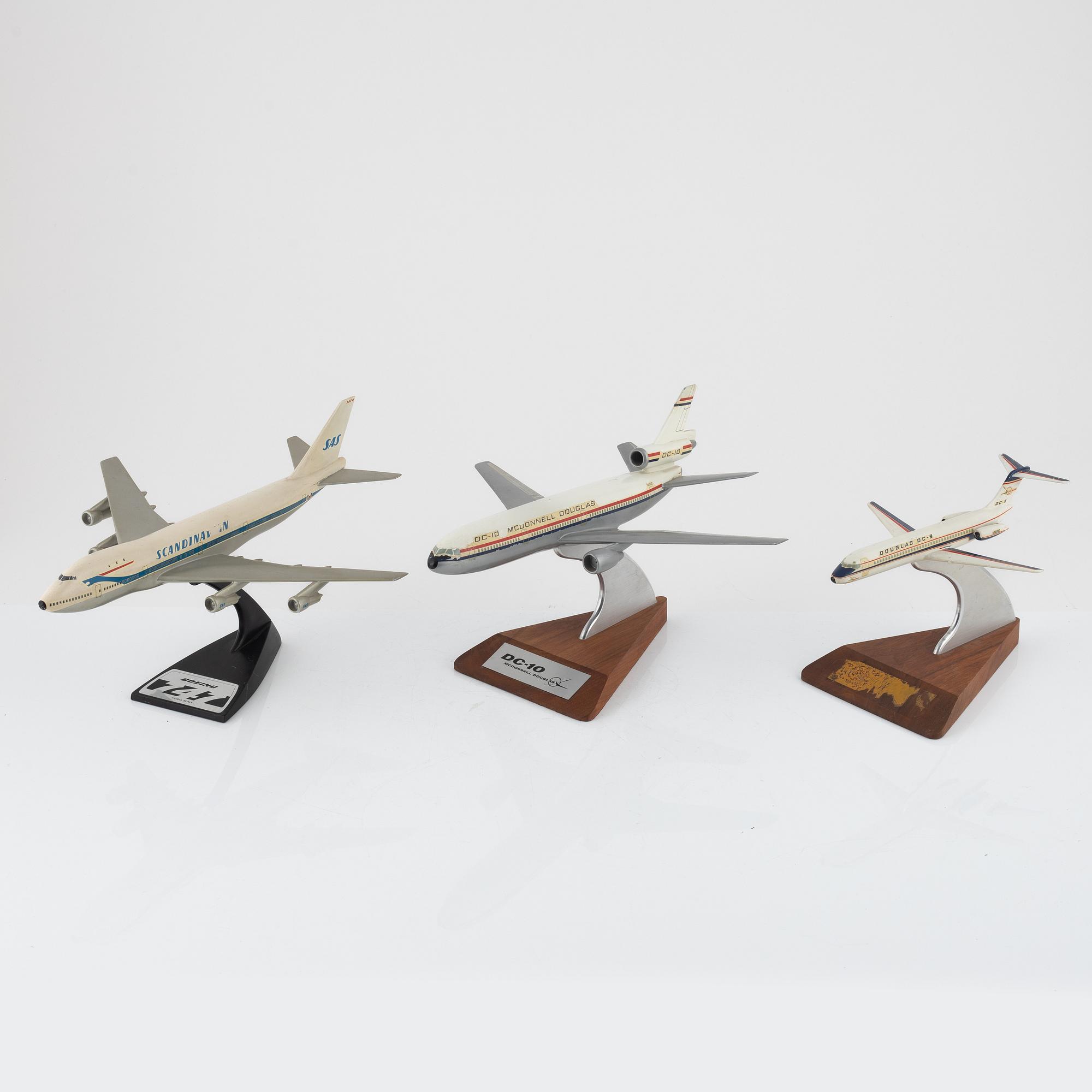 Three aircraft models, USA, second half of the 20th Century.