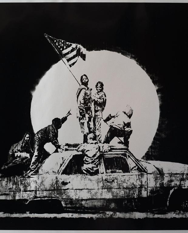 Banksy, "Flag (Silver)".