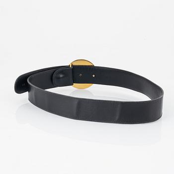 Gucci, two black leather belts, size 70-85.
