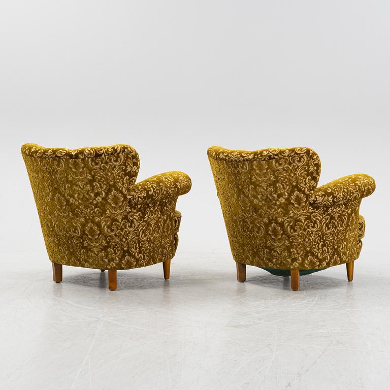 Fåtöljer, ett par Swedish Modern, 1940/50-tal.