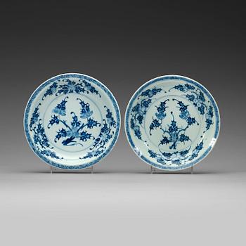 Two blue and white dishes, Qing dynasty, 18th Century.