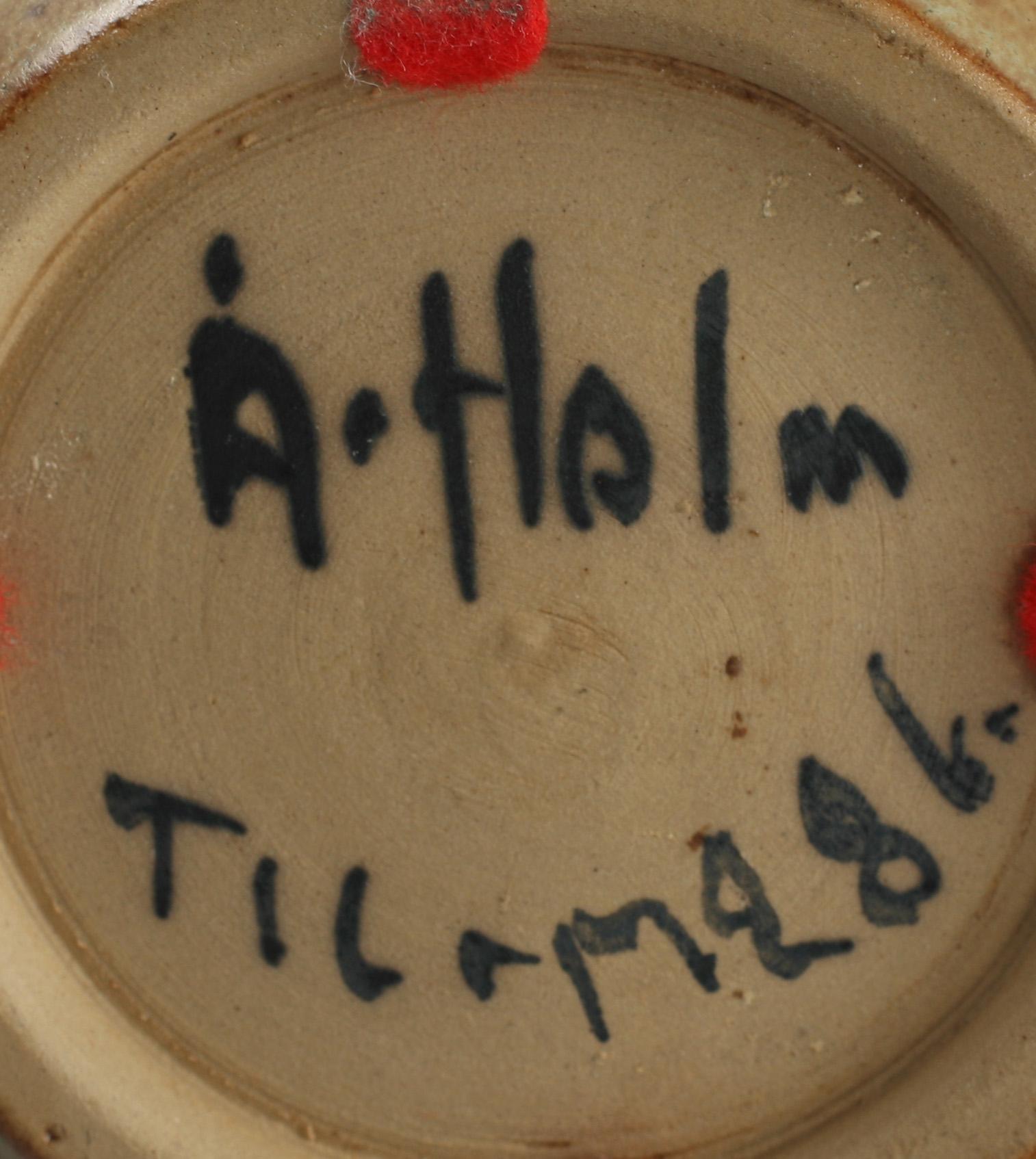 KANNA MED LOCK SAMT VAS, stengods, Åke Holm.