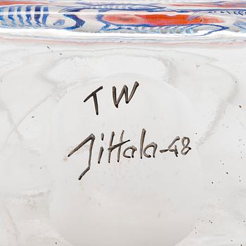 Tapio Wirkkala, viinapullo, lasia, "Prinsessa Armaada", signeerattu TW Iittala -48.