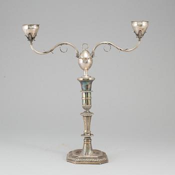 EO LYSTER, a silver candelabra. Århus, Denmark, dated 1812.