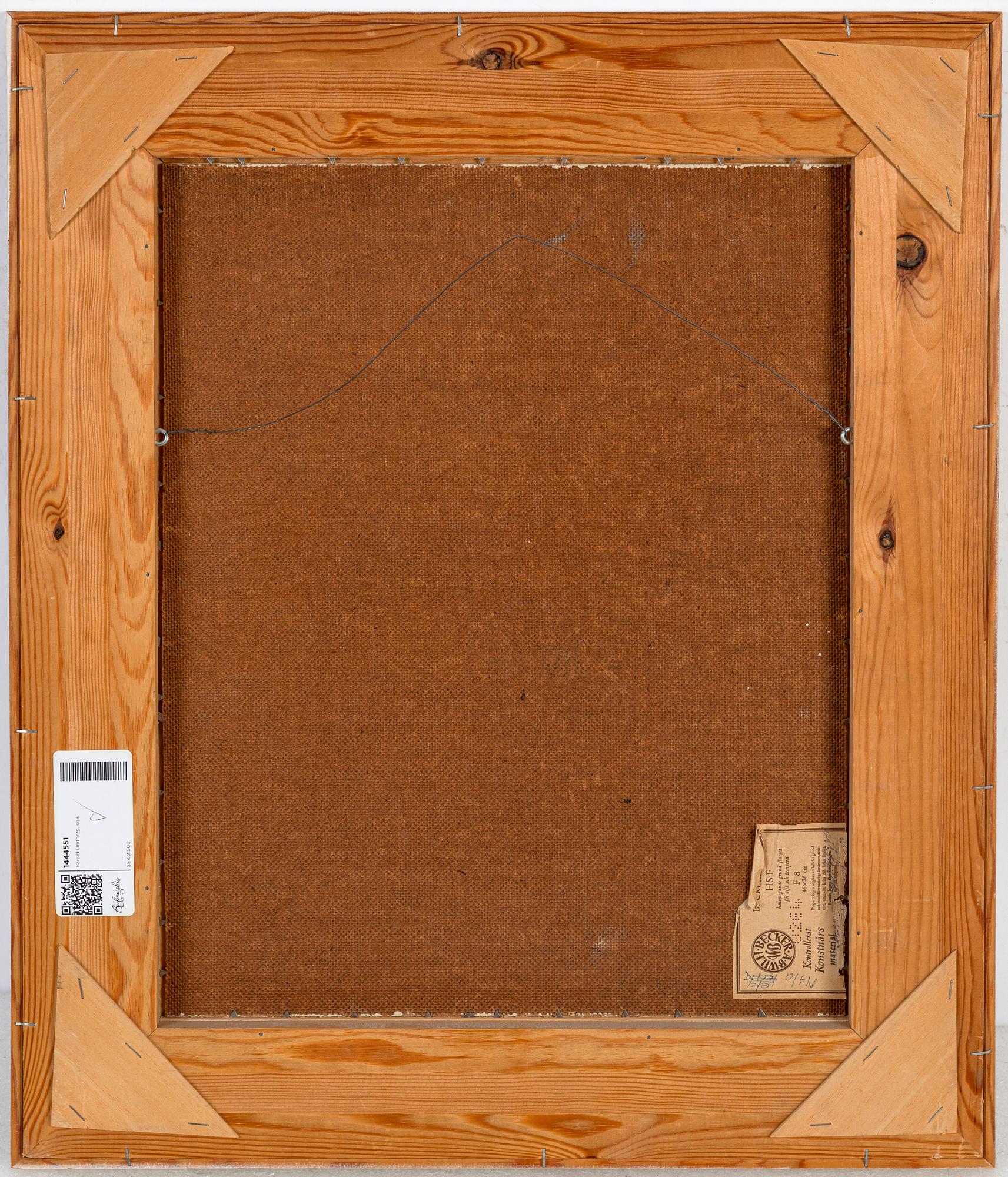 Harald Lindberg, olja på pannå, signerad.