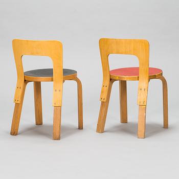 Alvar Aalto, Two 1960s 'N65' children's chairs for O.Y. Huonekalu- ja Rakennustyötehdas A.B.