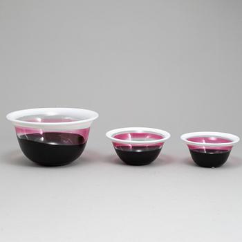 ERIK HÖGLUND, three glass bowls from Strömbergshyttan.
