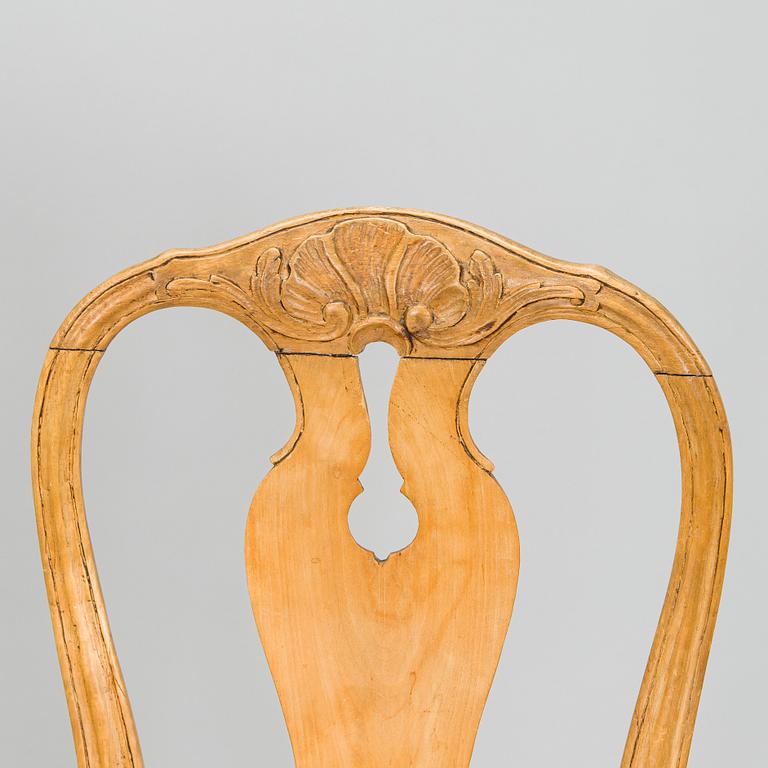 Stolar, snarlika, 8 st, rokoko, 1700-talets mitt.