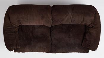 Vico Magistretti, a dark brown suede two-seated 'Maralunga' sofa, Cassina, Italy.