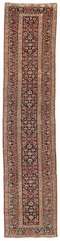 386. An antique Kurdish runner, Northwest Persia, c. 392 x 87 cm.
