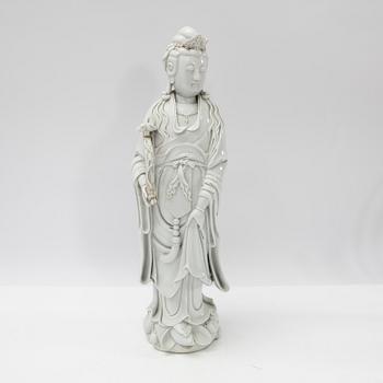 Guanyin, porcelain, blanc de Chine, late Qing dynasty, 19th century.