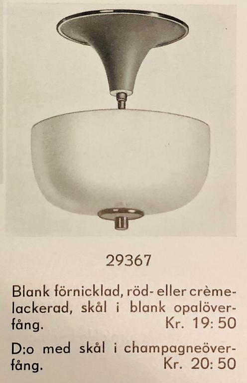 Erik Tidstrand, a model 29367 ceiling lamp, Nordiska Kompaniet, 1930's/40's.