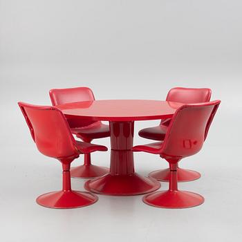 Yrjö Kukkapuro, a 'Saturnus' table and four chairs, Haimi, Finland, 1970's.