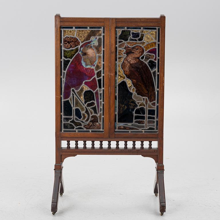 A fire screen, Maple & Co, England, circa 1900.