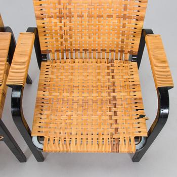Alvar Aalto, karmstolar, 4 st, modell 45, för Artek 1970-tal.
