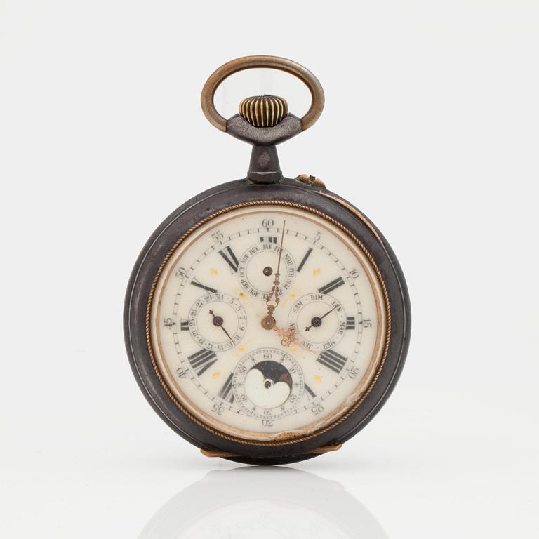 POCKET WATCH, 67,5 mm, calendar,