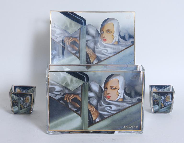 BORDSUPPSÄTTNING, 4 delar, glas, design Tamara de Lempicka, Goebel.