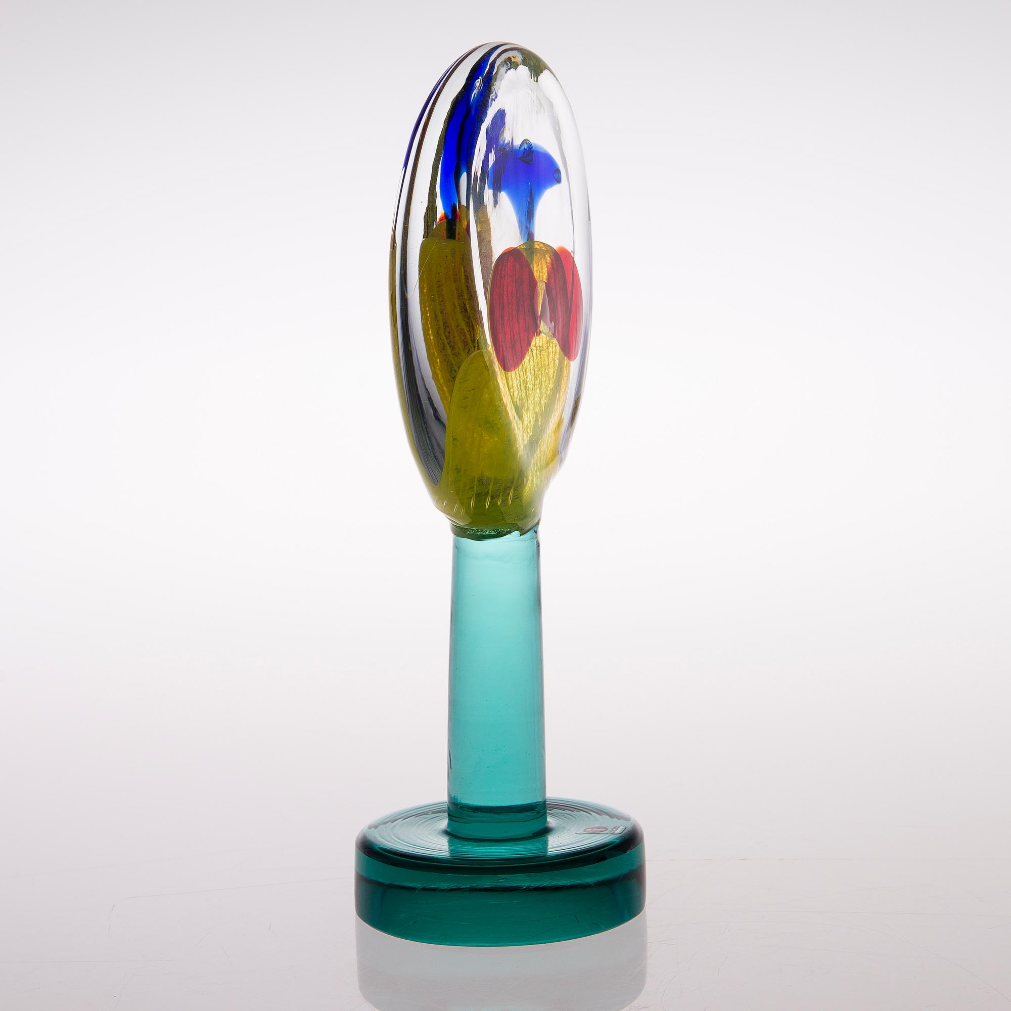 A 'Lollipop' glass sculpture signed Oiva Toikka, Nuutajärvi