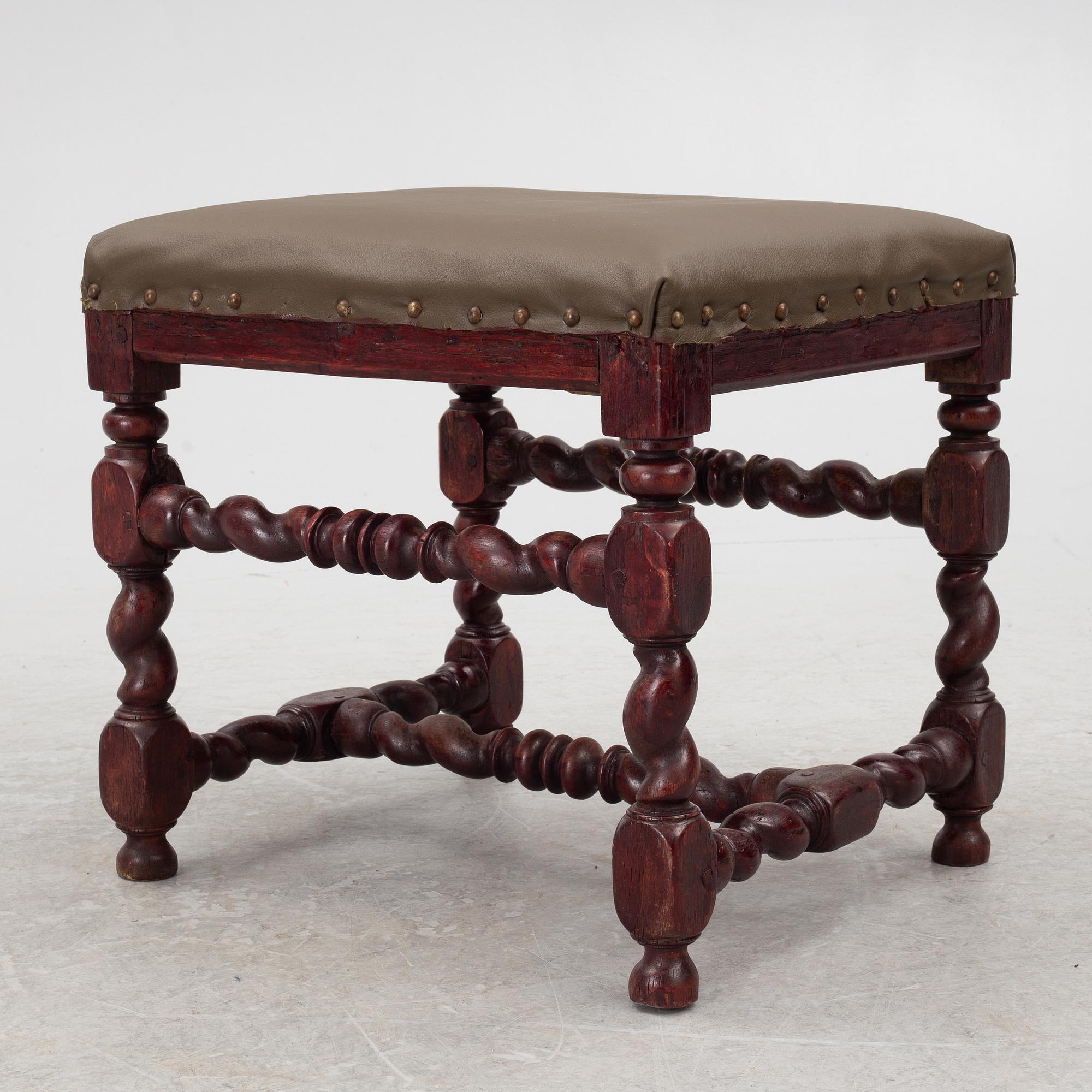 A late-Baroque stool, Sweden, first half of the 18th century.