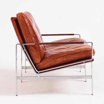 Preben Fabricius & Jørgen Kastholm, a two-seated brown leather sofa, Kill International, Germany 1960s.