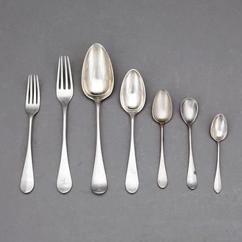 BESTICK, silver, 66 delar, GAB och JET, Stockholm, ca 1886-1901, vikt ca 3098 g.