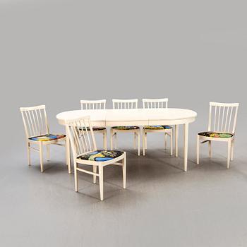 Carl Malmsten, a seven-piece 'Herrgården' dining suite, Bodafors, 1960.