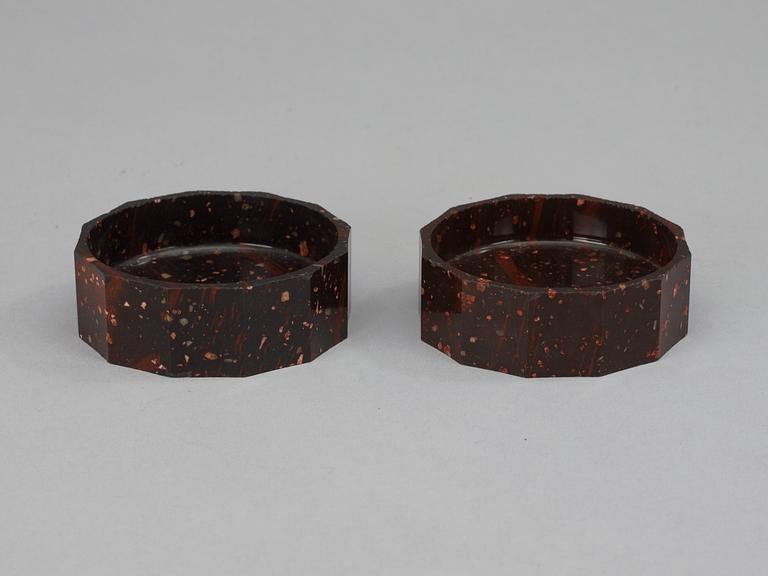 A pair of Swedish Empire 19th century porphyry salts.