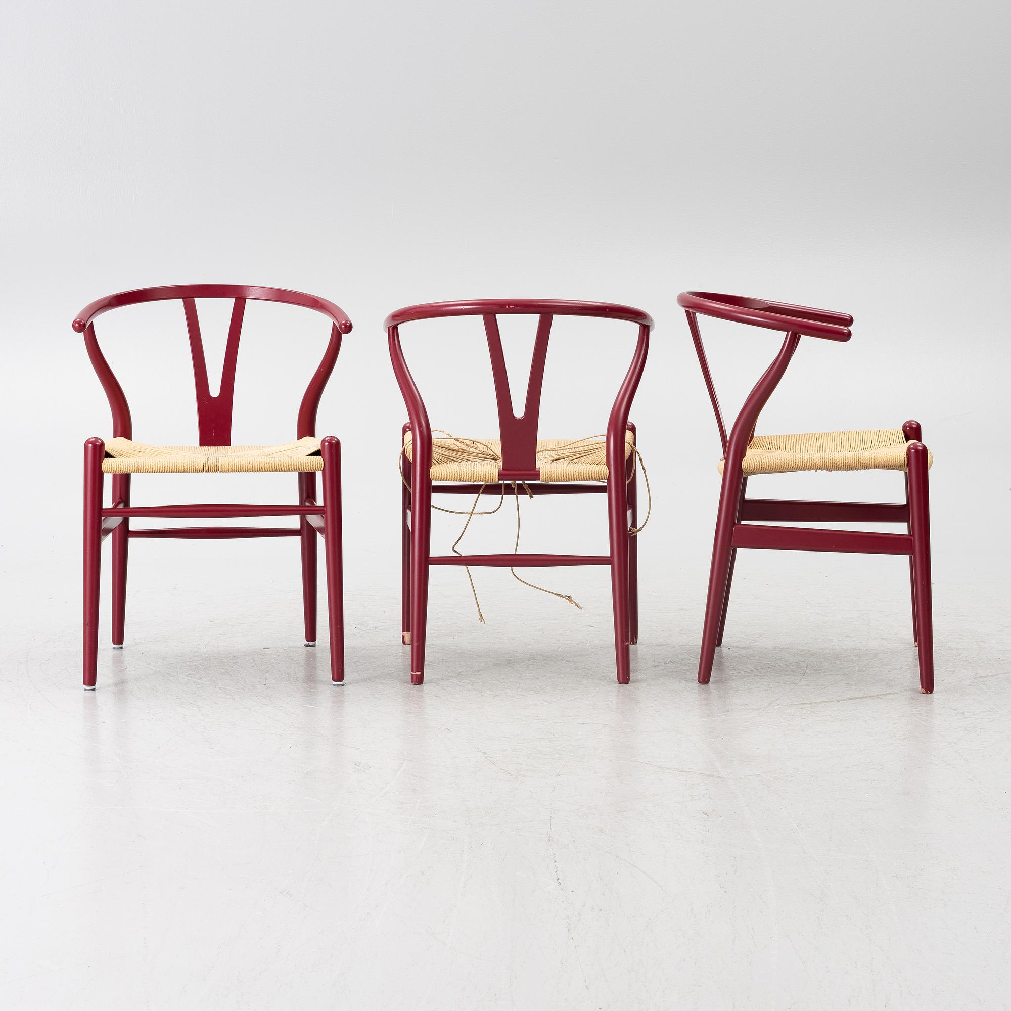 Hans J. Wegner, three  model CH-24/"Wishbone Chair", Carl Hansen & Son, Denmark.
