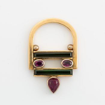 Mats Eskils, ring, Stockholm 1989, 18K rödguld, turmalin och rubiner.