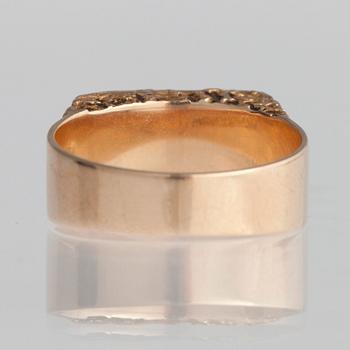 Björn Weckström, RING, 14K guld, kopparmalm, "Guldsten" Lapponia 1970.