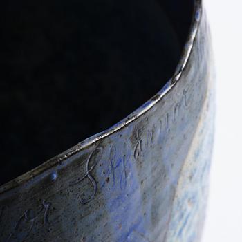 Eva Bengtsson, a stoneware floor vase, own studio, Frillesås, around the year 2000.