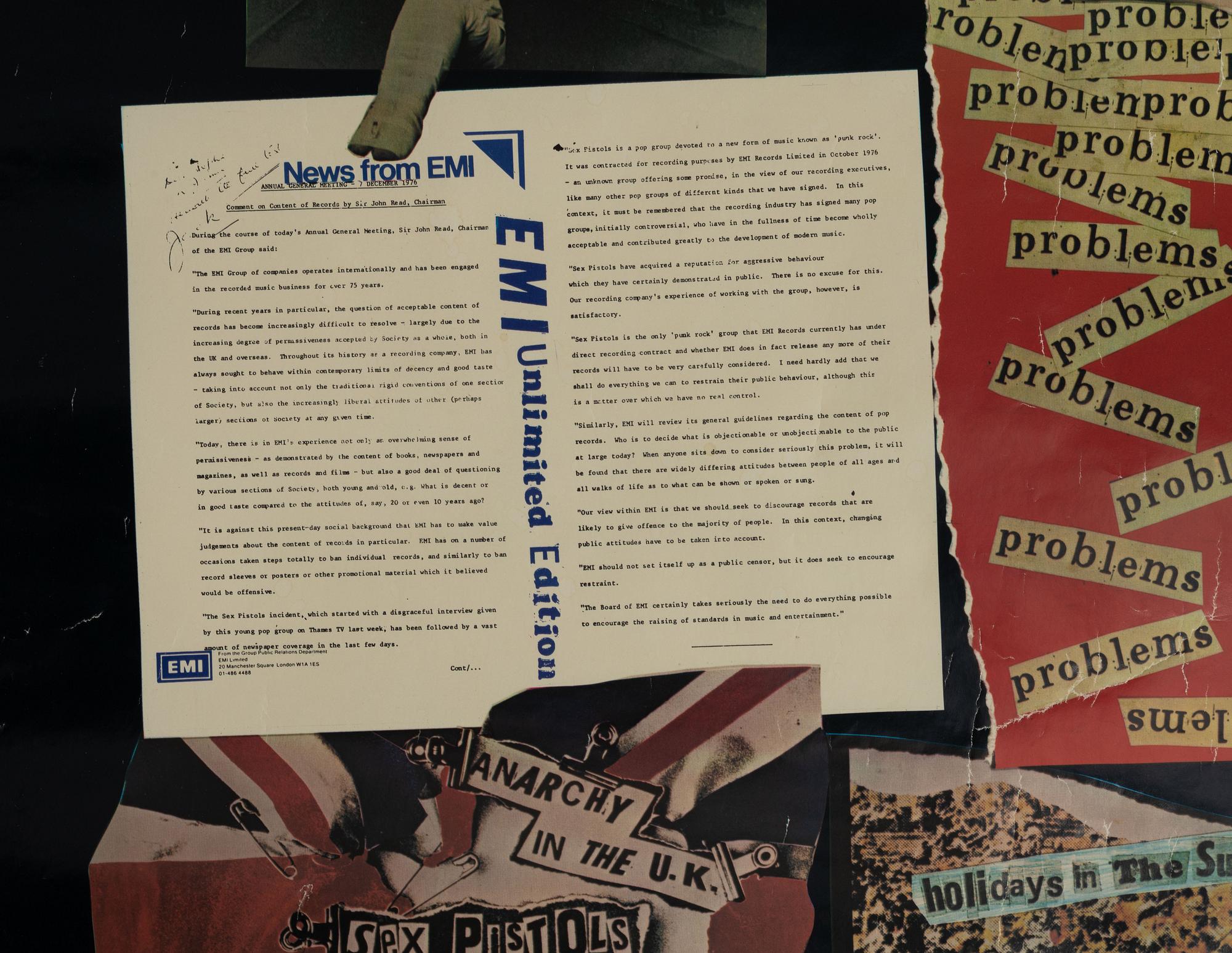 John Varnom & Jamie Reid, poster, "Never Mind The Bollocks Here’s The Sex Pistols", Virgin Records Ltd, 1977.