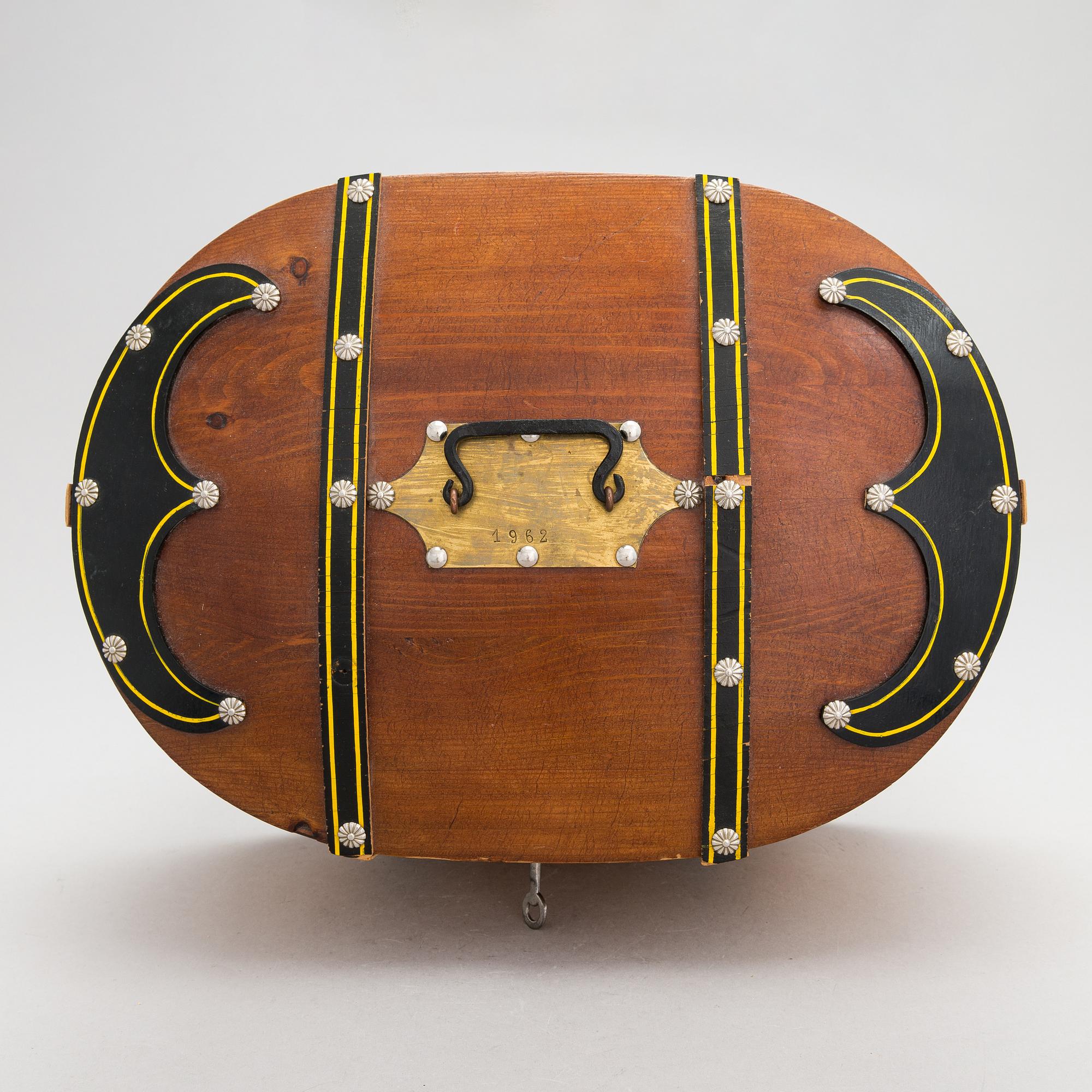 A sami handicraft / duodji 'Giisa'-coffin reportedly made in  Sorsele 1962.