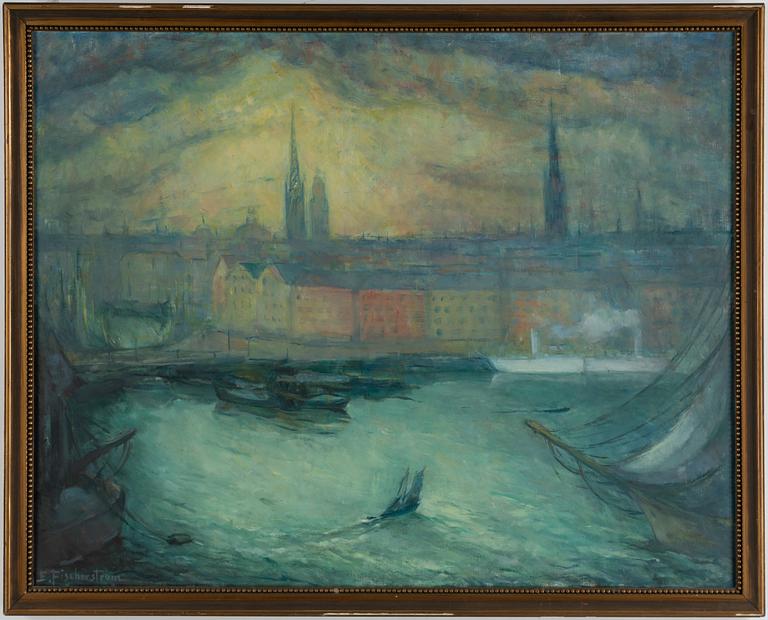 Edit Fischerström, olja på duk, signerad.