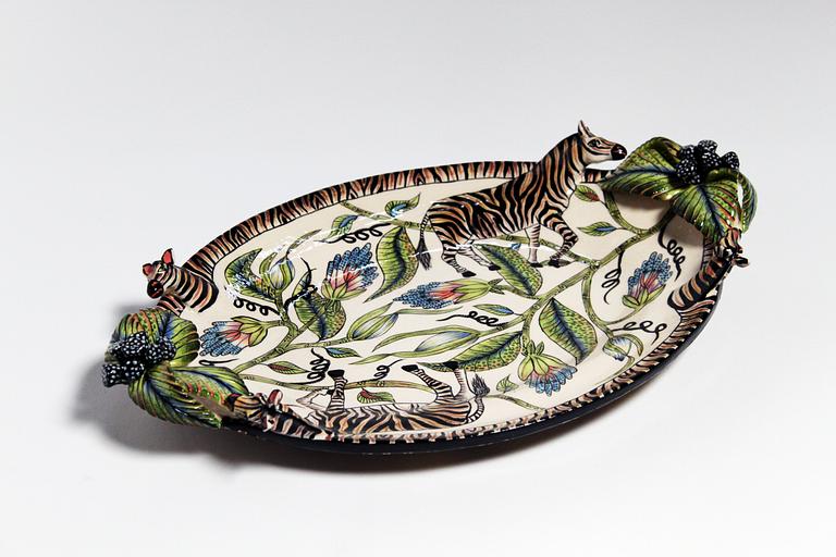 Uppläggningsfat, "Zebra Platter", med dekor av zebror.