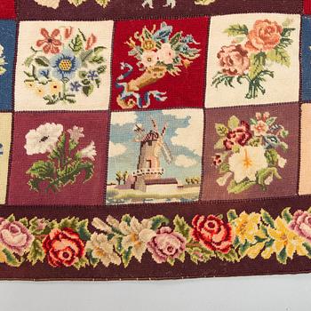 An embroided carpet, 1850-1900. Circa 195 x 130 cm.