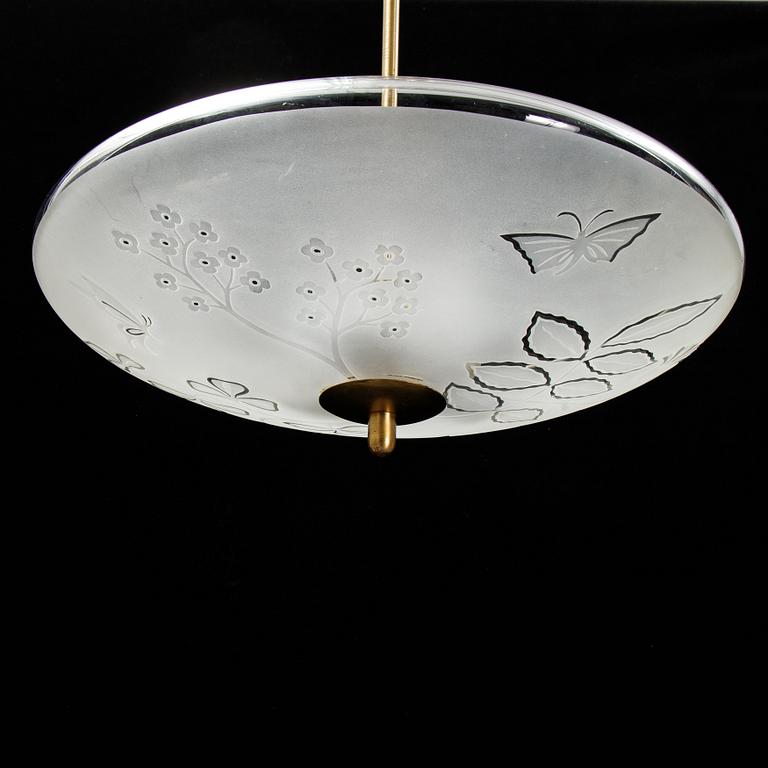 Birger Ekman, taklampa, Swedish Modern, Glössner, 1940-tal.