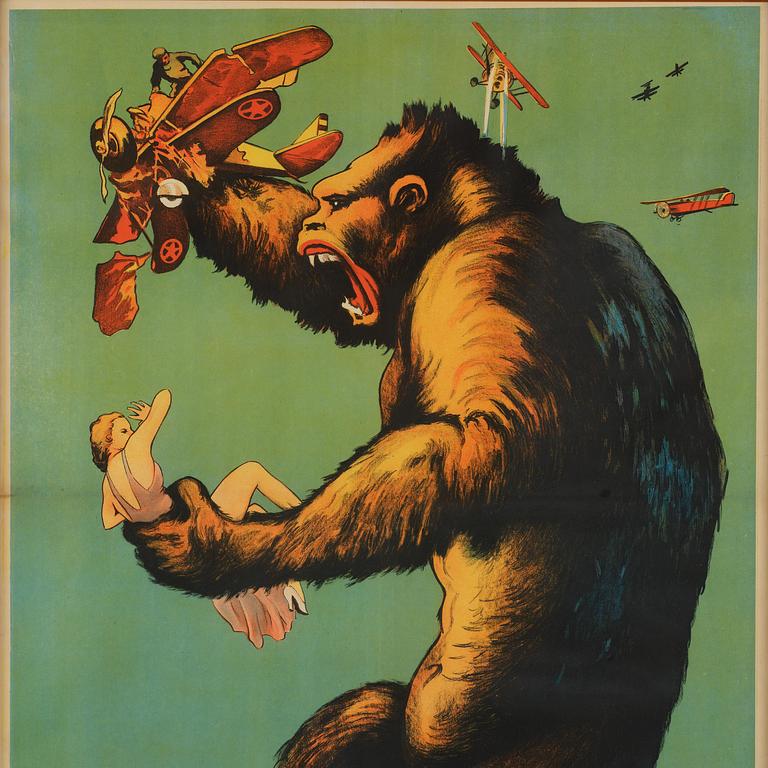 MOVIE POSTER, "King Kong", J Olséns Litografiska Anstalt, Stockholm, 1933.