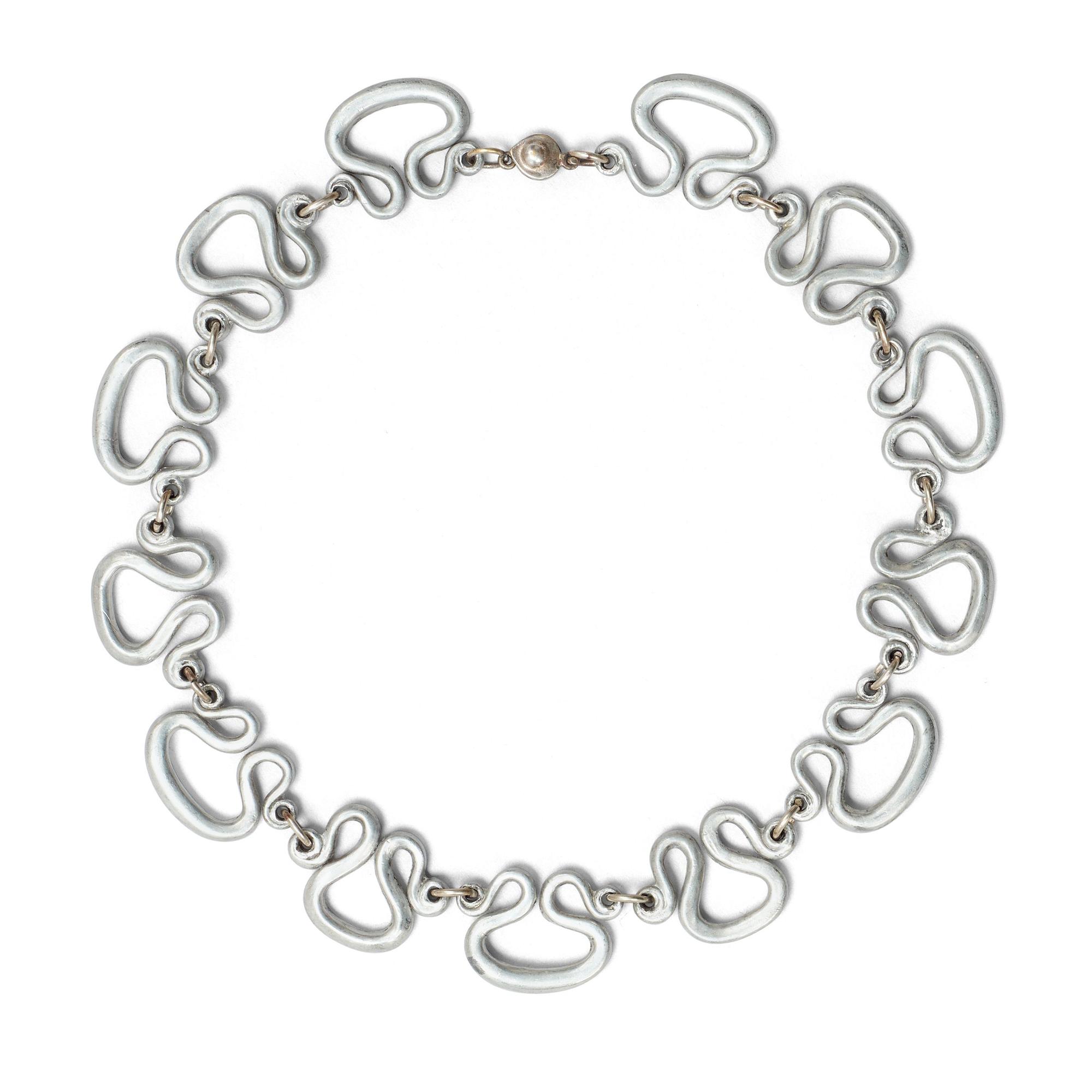 An Estrid Ericson pewter so called 'Etruvian' necklace, Svenskt Tenn, reportedly 1940's-50's.