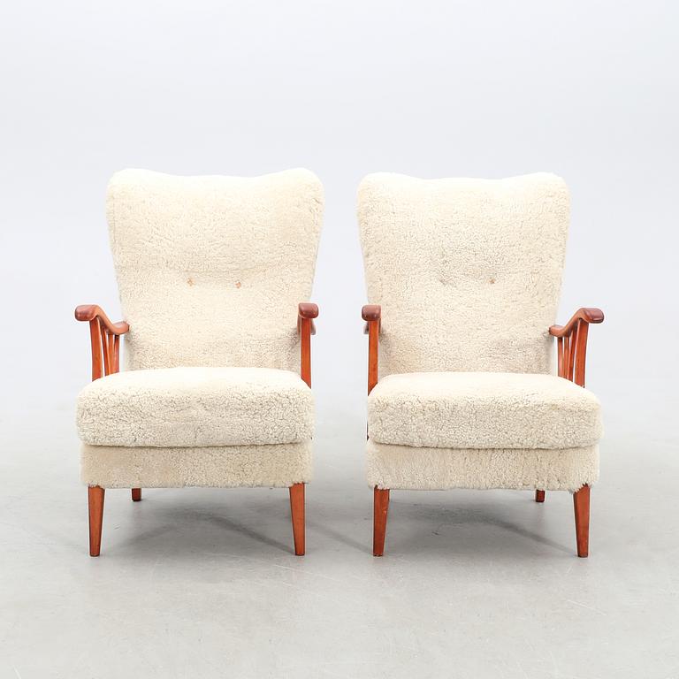 Armchairs, a pair of Swedish Modern, 1940s.