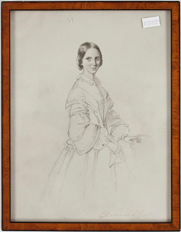 MARIA RÖHL, blyertsteckning, daterad á tergo 1859.