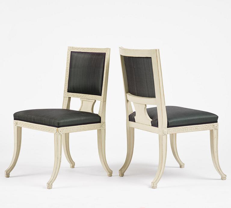 A set of eight (6+2) klismos-chairs attributed to C. J. Wadström (master 1788-1816).