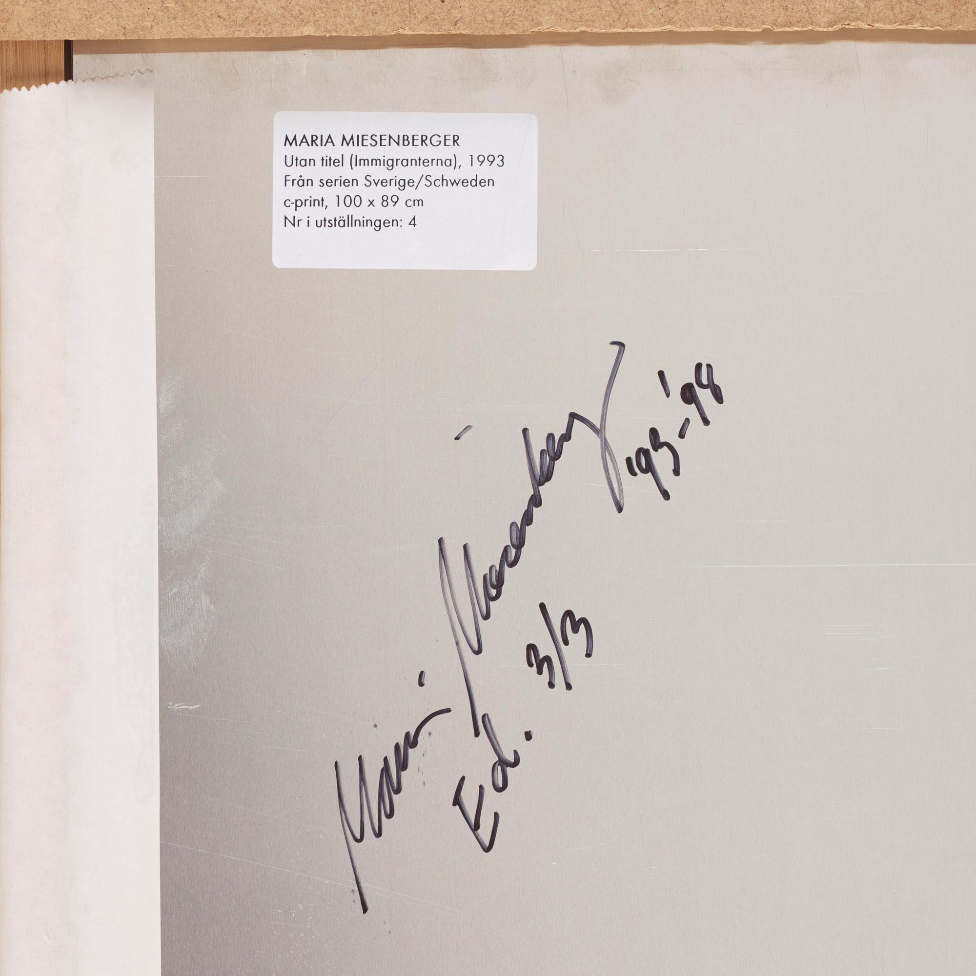 Maria Miesenberger, 'Utan titel (Immigranterna)', 1993.