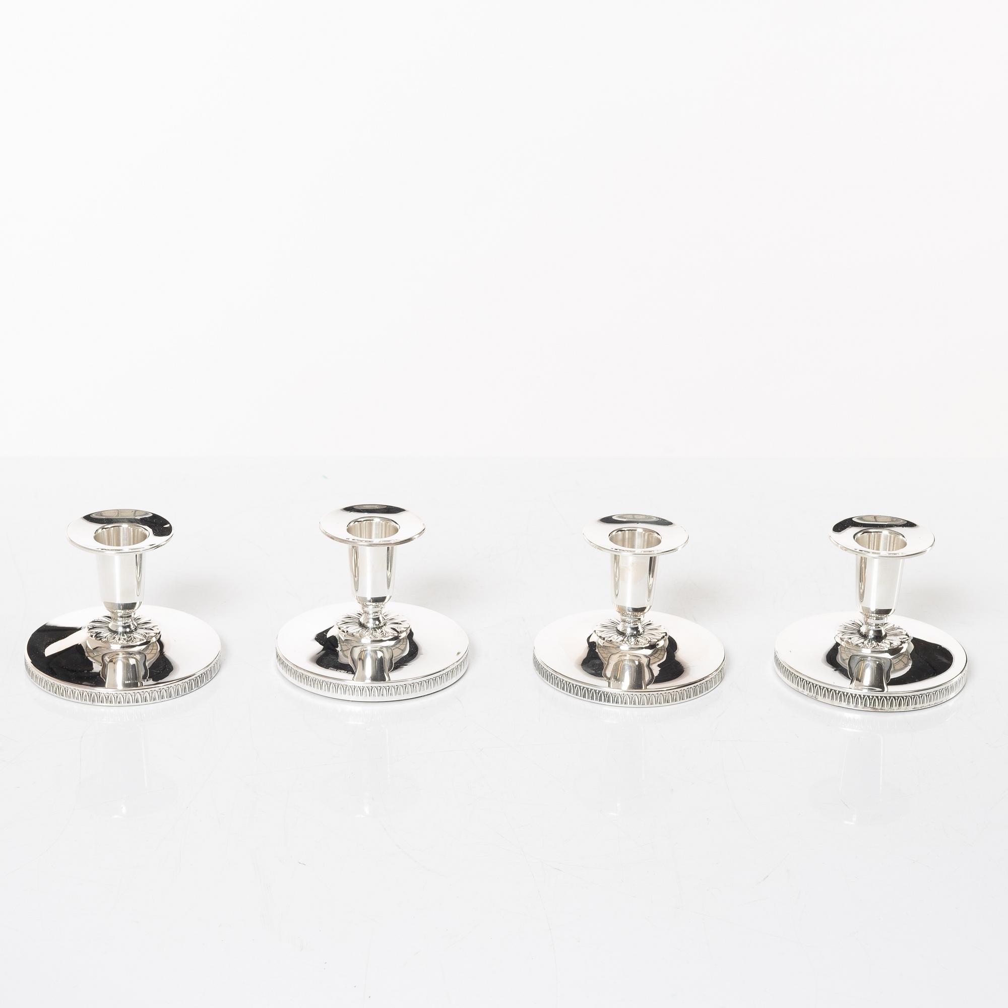 Ljusstakar, 4 st, silver, K&EC, Göteborg 1958-62.