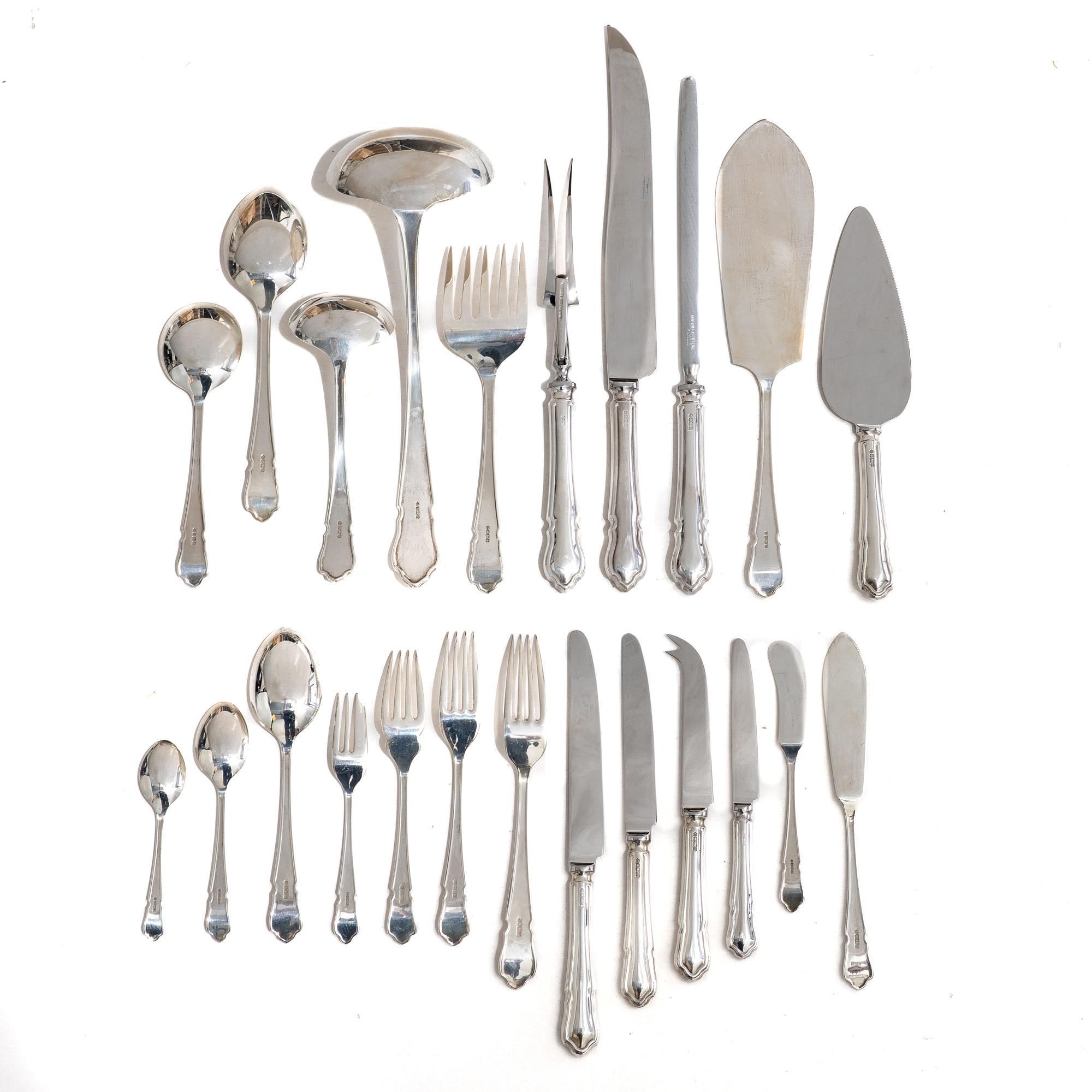 Bestickuppsättning, 148 delar, silver, Carr's of Sheffield Ltd, Sheffield, England 1992-1993.
