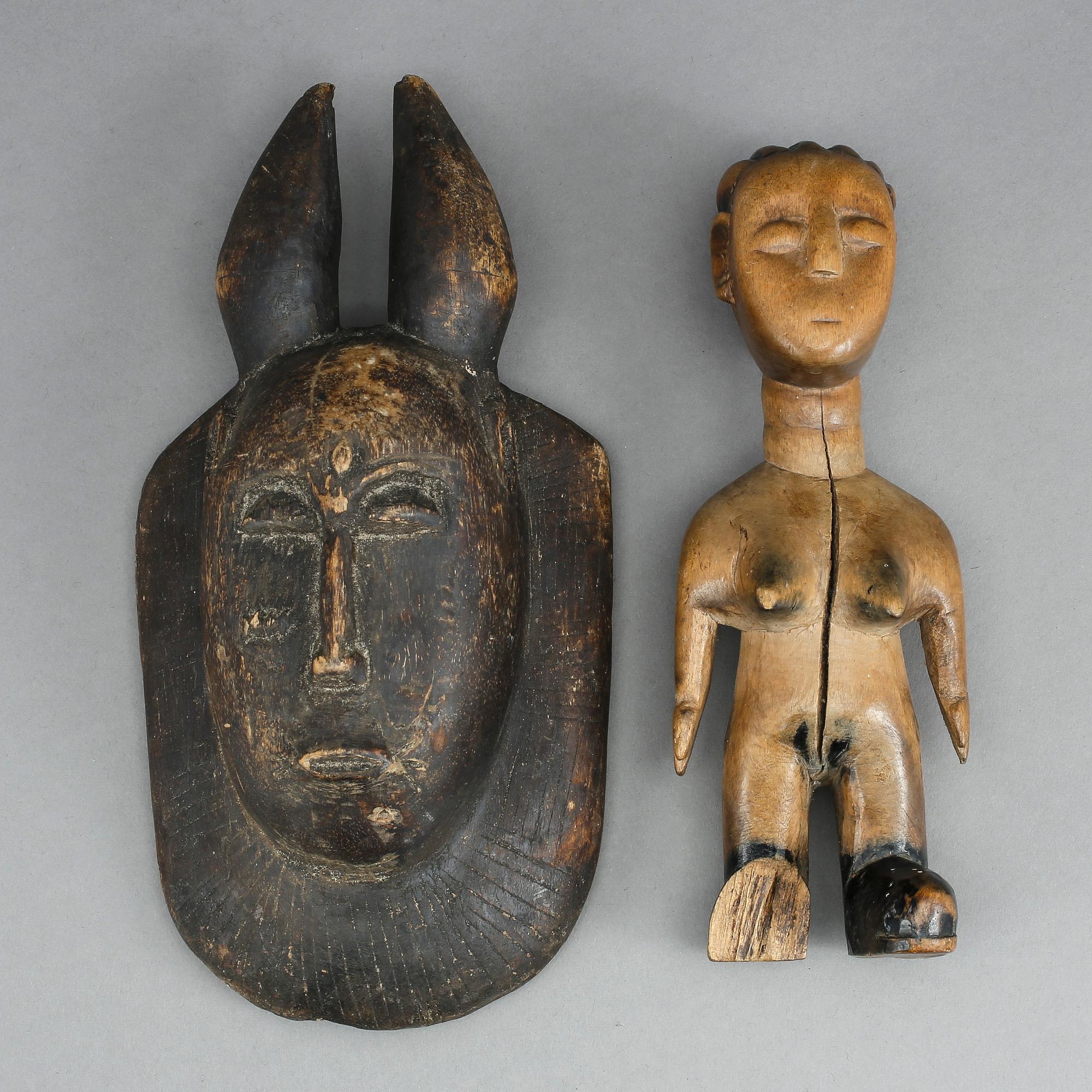 SKULPTUR, Ewe stammen, samt MASK, Västafrika, 1900-tal.